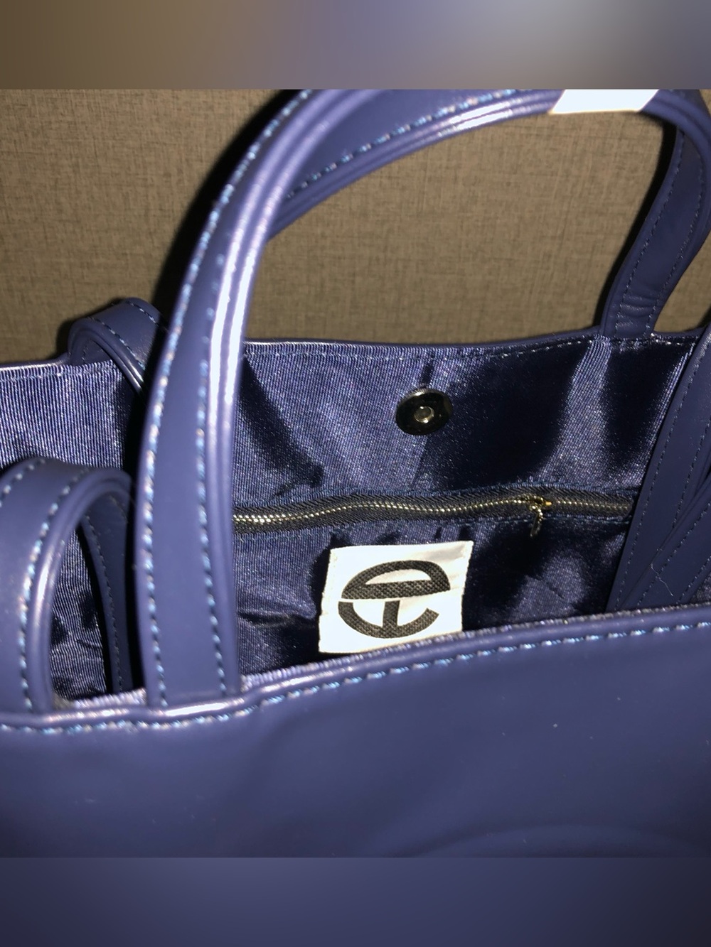 NWT Telfar Medium Shopping Bag Shoulder Navy Tablet Handbag Tote M - Picture 5 of 6